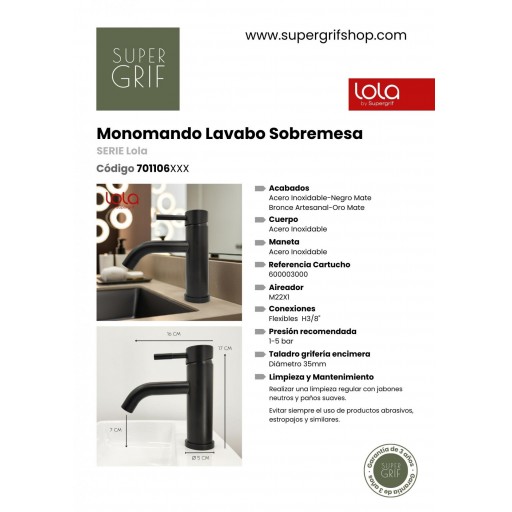 701106370 Monomando Lavabo Lola  [5]