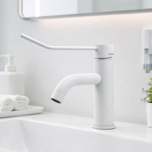Grifo lavabo gerontológico PMR blanco mate con palanca larga – 501106310 [2]