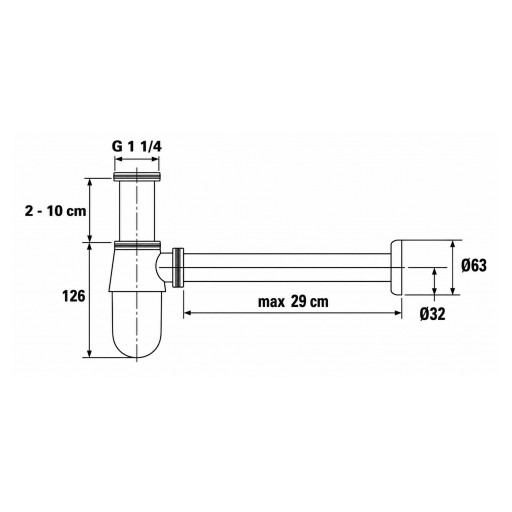 SI16CR Sifón de Lavabo Cromado 1 1/4" x 32 mm – Medida Estándar [1]