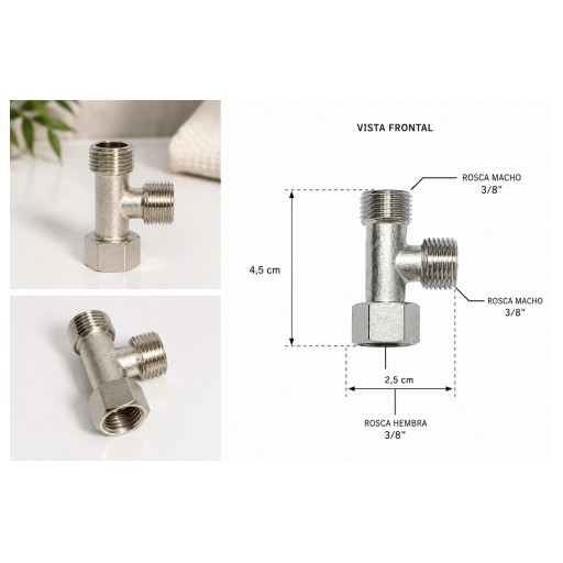 870018100 T 3/8" derivadora de agua – 2 salidas para grifo de ósmosis y agua filtrada  [1]