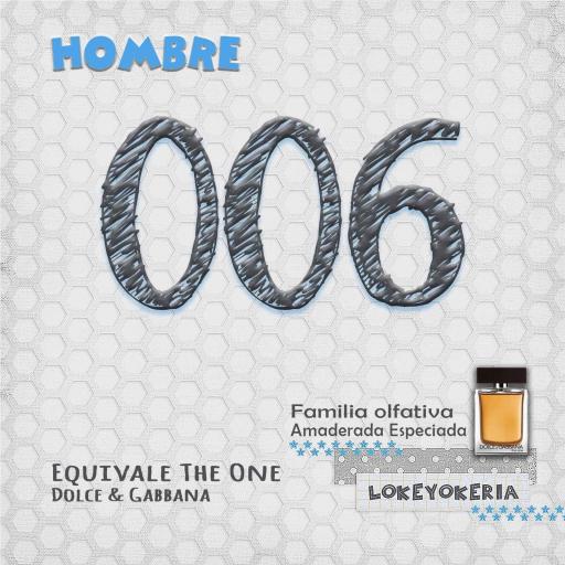 006 Perfume Equivalencia Hombre | Amaderada Especiada (Inspiración Dolce&Gabbana, The One for Men)