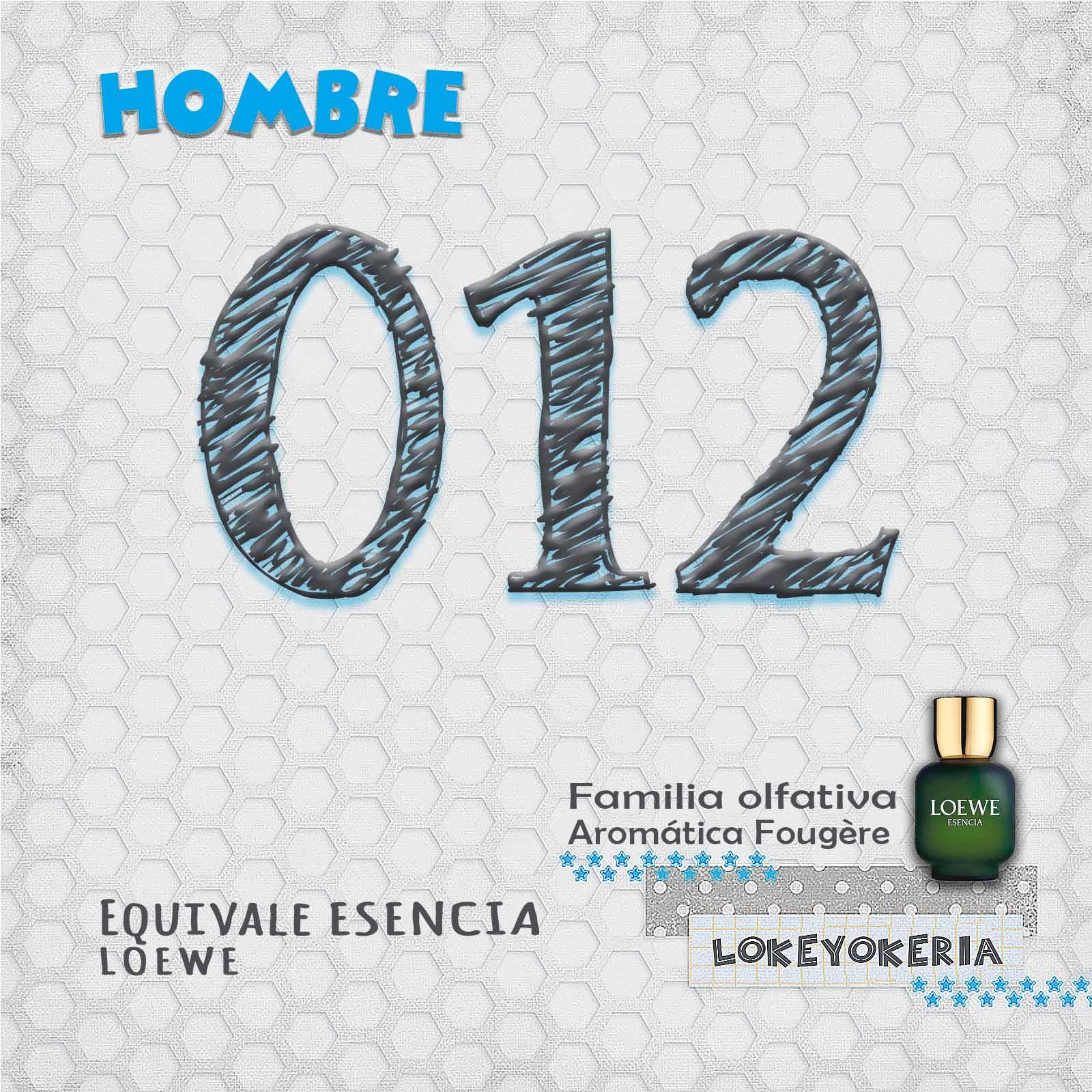 012 Perfume Equivalencia Hombre | Aromática Fougère (Inspiración Loewe, Esencia pour Homme)