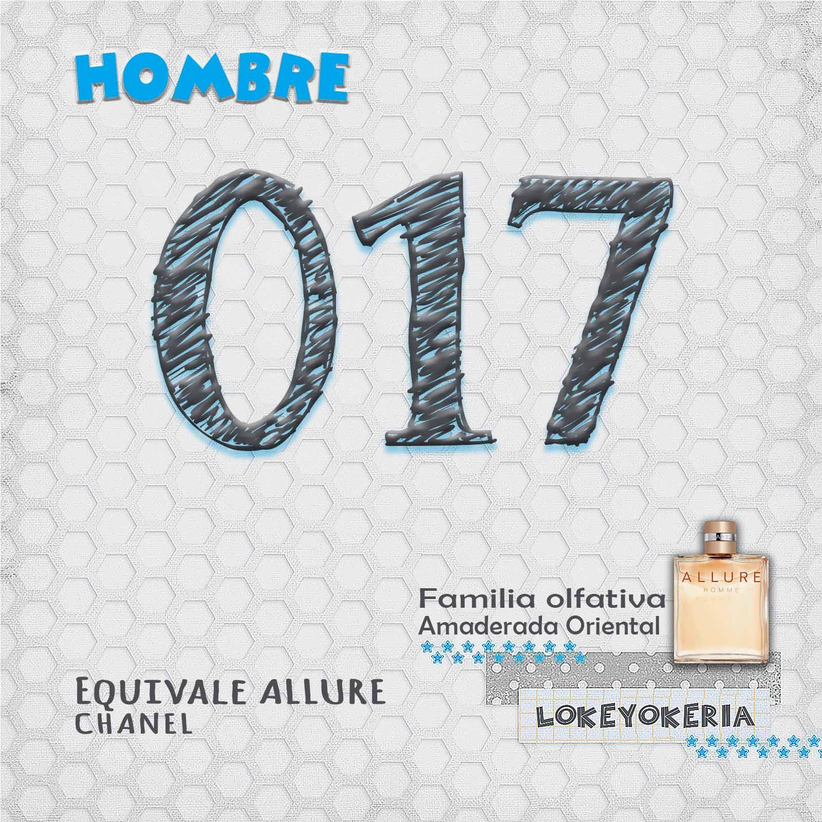 017 Perfume Equivalencia Hombre | Oriental Amaderada (Inspiración Chanel, Allure Pour Homme)