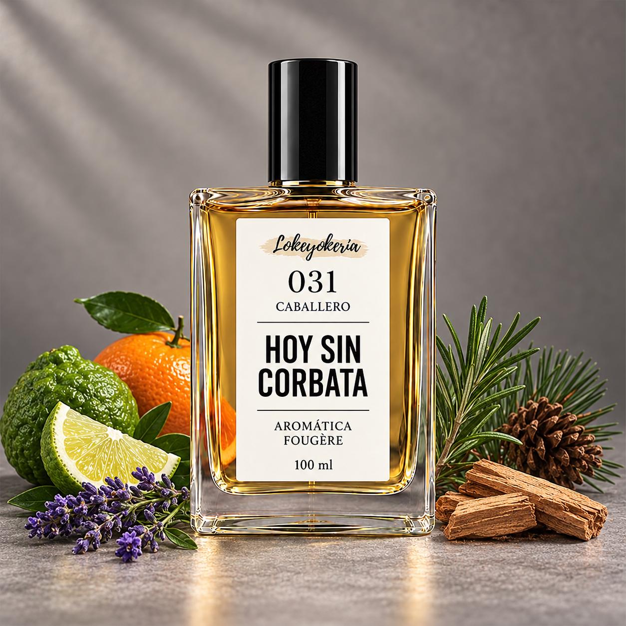 031 HOY SIN CORBATA de Lokeyokeria, frasco ALICE de 100 ml con bergamota, mandarina, lavanda y romero