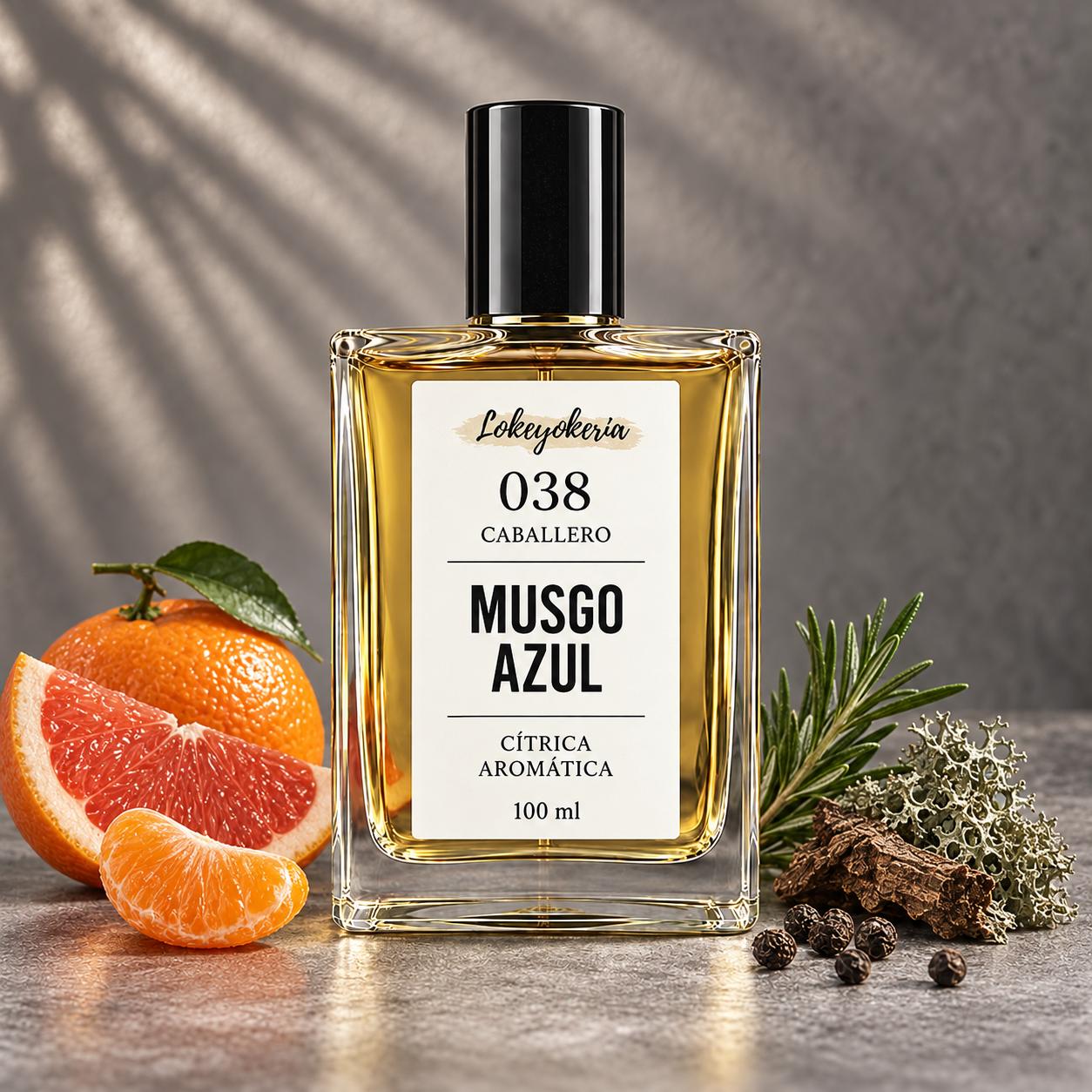 038 MUSGO AZUL de Lokeyokeria, perfume de equivalencia para hombre Cítrica Aromática