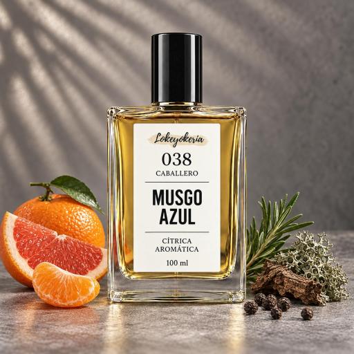 038 MUSGO AZUL de Lokeyokeria, perfume de equivalencia para hombre Cítrica Aromática