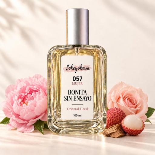 057 Bonita sin Ensayo de Lokeyokeria, frasco de 100 ml con peonía, rosa, lichi y cedro [0]
