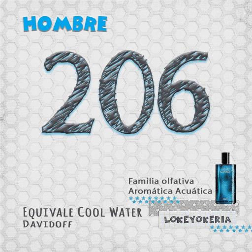 206 Perfume Equivalencia Hombre | Aromática Acuática (Inspiración Davidoff, Cool Water)