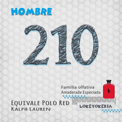 210 Perfume Equivalencia Hombre | Amaderada Especiada (Inspiración Ralph Lauren, Polo Red)