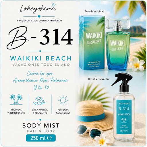Body Mist B314 Coco Tropical 250 ml (Inspiración Bath & Body Works, Waikiki Beach Coconut) [0]
