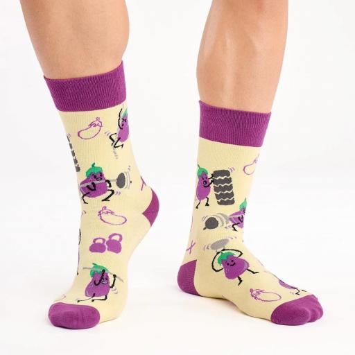 Calcetines divertidos de algodón “sin costuras” BERENJENA | Kylie Crazy [3]