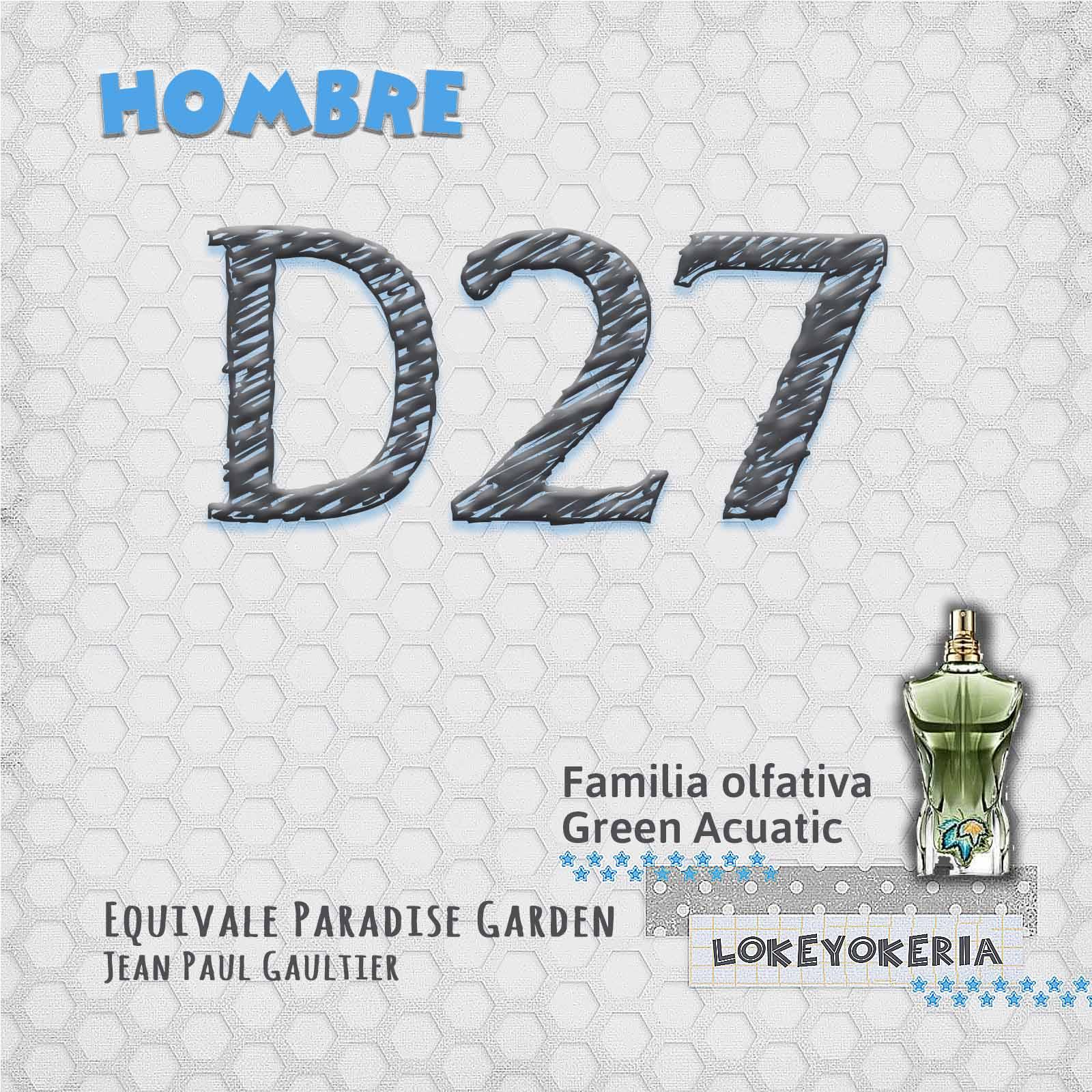 D27 – Perfume de Equivalencia Hombre | Verde Acuático Tropical