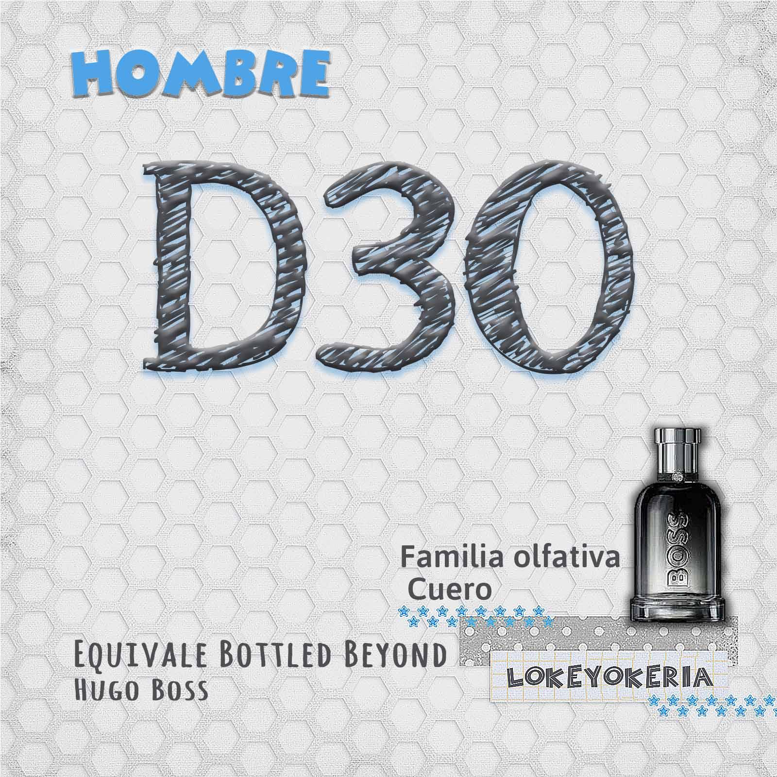 D30 – Perfume de Equivalencia Hombre | Cuero Amaderado