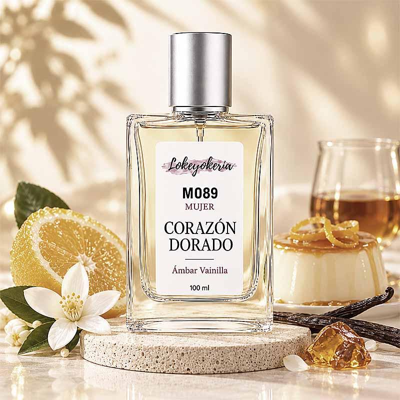 M089 CORAZÓN DORADO | Perfume Equivalencia Mujer | Ámbar Vainilla