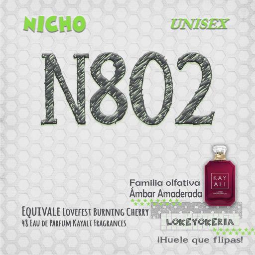 N802 Perfume Equivalencia Unisex | Ámbar Amaderada (Inspiración Kayali Fragrances, Lovefest Burning Cherry | 48) [0]