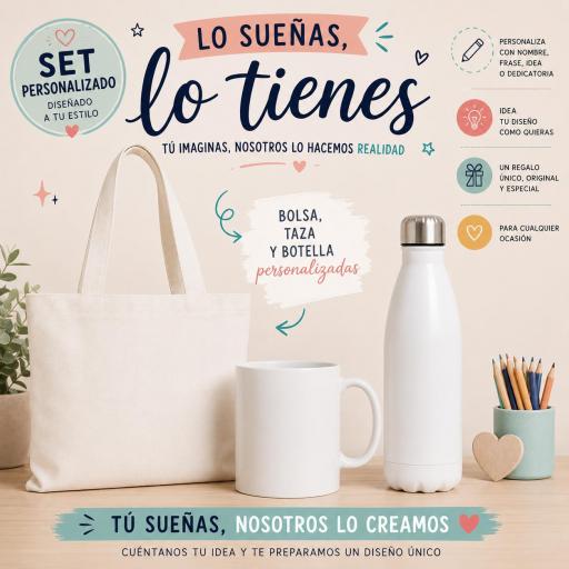 Set personalizado con bolsa, taza y botella | Regalo único a medida [1]