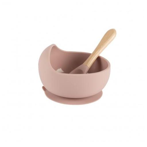 Bol de Silicona con Cuchara de Madera Personalizado – Bebé Antideslizante [2]