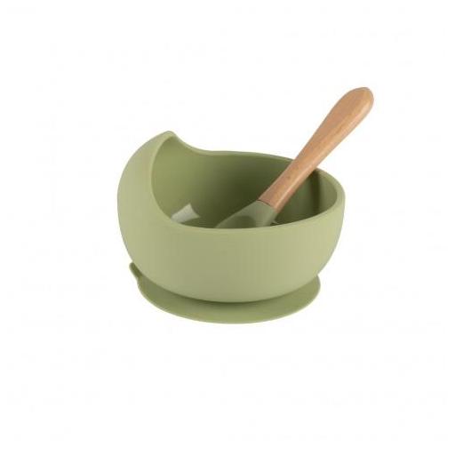 Bol de Silicona con Cuchara de Madera Personalizado – Bebé Antideslizante [4]