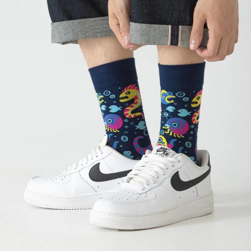 Calcetines divertidos de algodón “sin costuras” MONSTRUOS MARINOS [3]