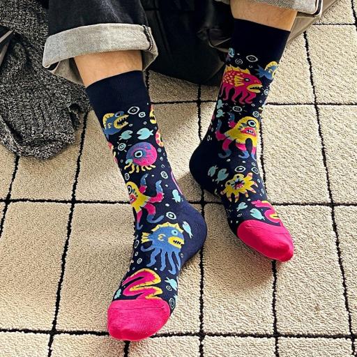 Calcetines divertidos de algodón “sin costuras” MONSTRUOS MARINOS