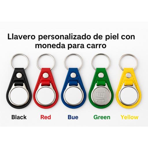 Llavero personalizado de piel con moneda para carro – Regalo original y práctico [0]