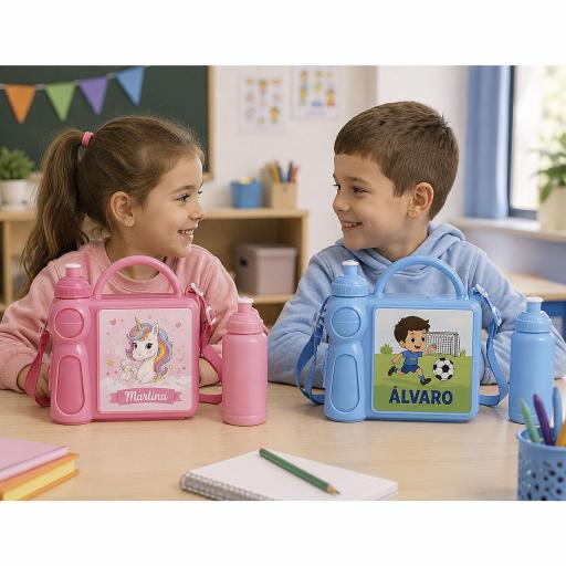Maleta infantil personalizada con botella para almuerzo | Vuelta al cole [0]