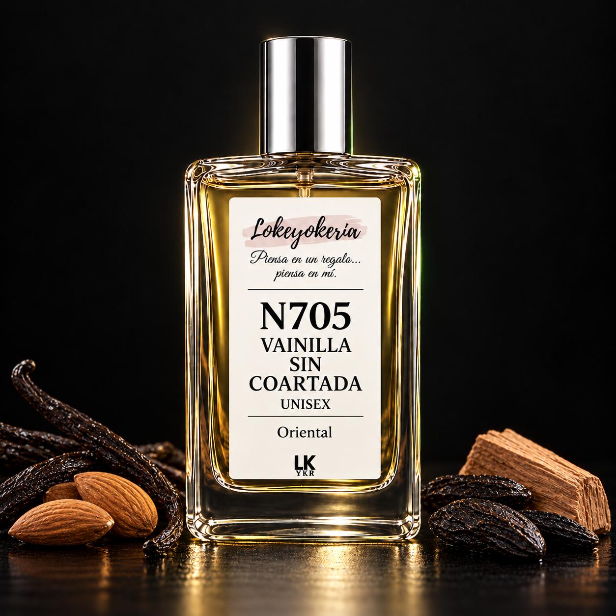 N705 VAINILLA SIN COARTADA, perfume Premium unisex oriental de Lokeyokeria