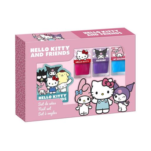 HELLO KITTY AND FRIENDS UÑAS ESTUCHE 3 pz
