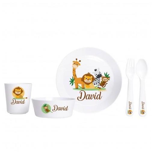 Vajilla Infantil Zoo, Personalizada con Nombre – 5 piezas [1]