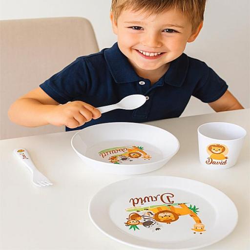 Vajilla Infantil Zoo, Personalizada con Nombre – 5 piezas [0]