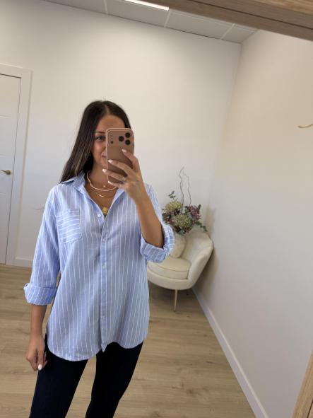 Camisa Celeste Rayitas [1]