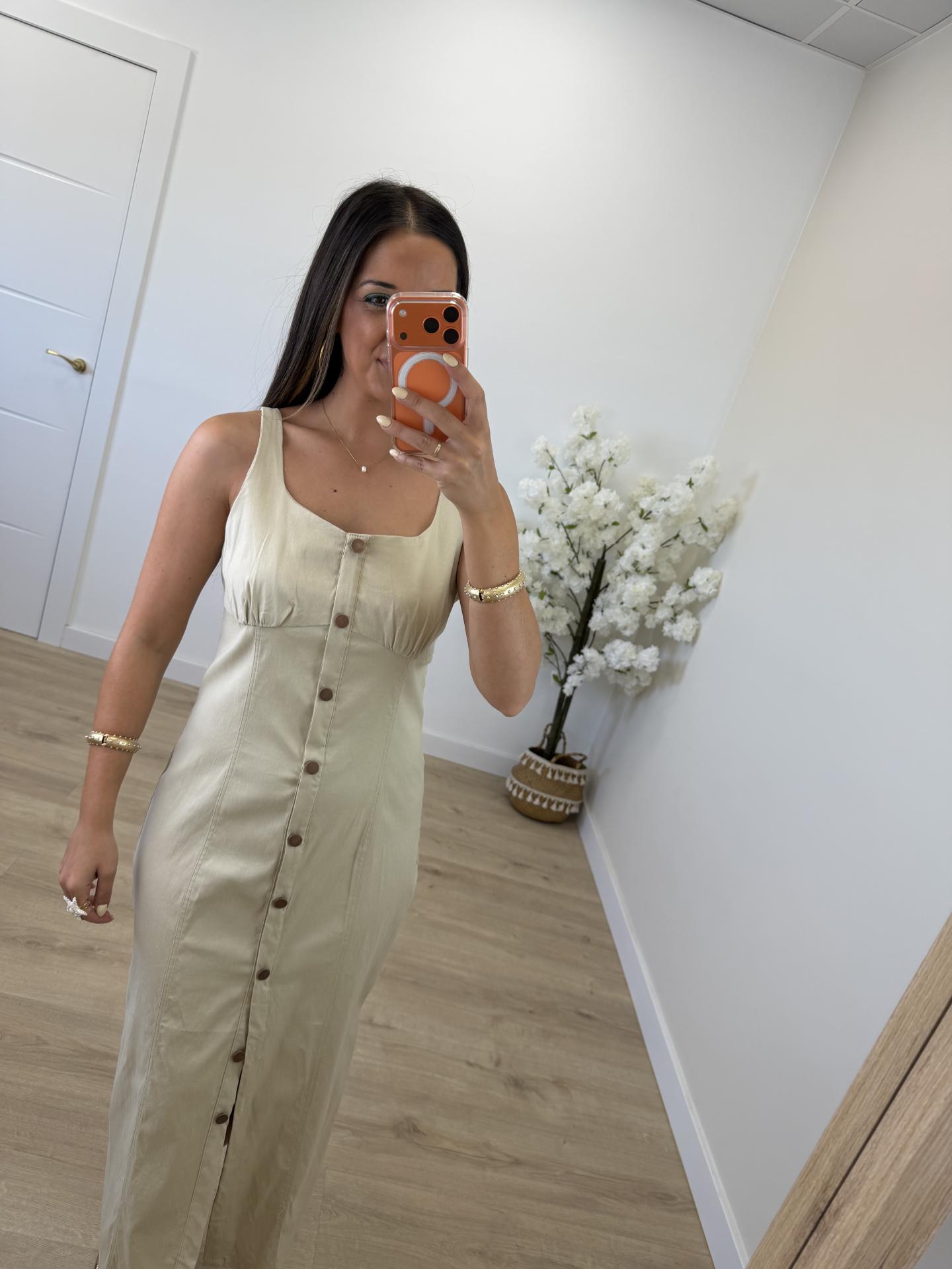 Vestido Denim Finito Beige