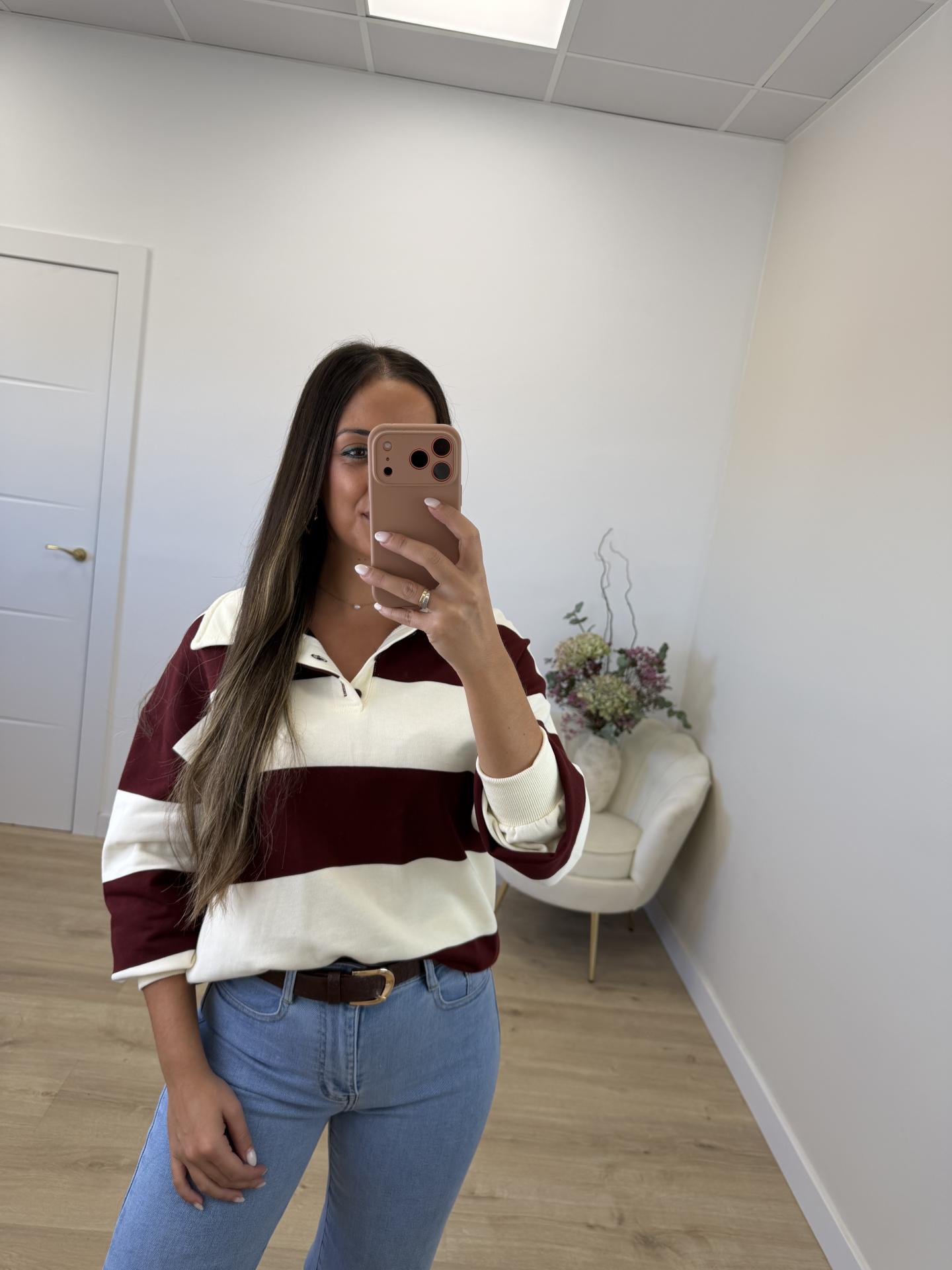 Sudadera Granate Rayas
