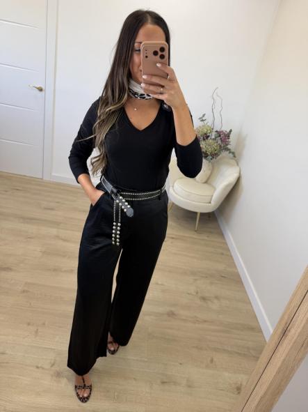 Pantalón Cinturón Tachas Negro [1]