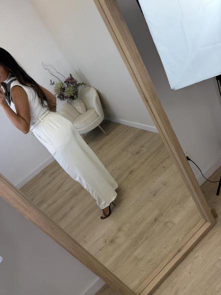 Pantalón Cinturón Tachas Blanco [2]