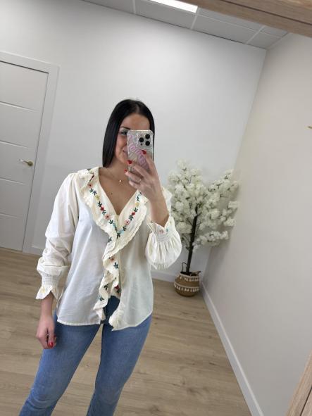 Camisa Florecilla Camel [2]