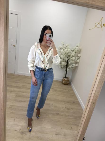 Camisa Florecilla Camel [3]