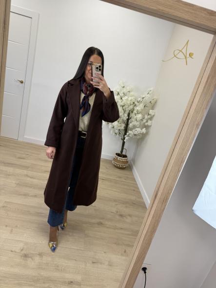 Abrigo Largo Chocolate Paño [2]