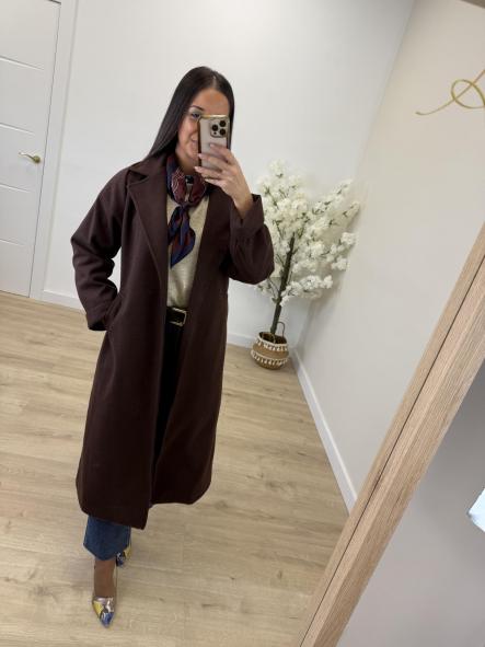 Abrigo Largo Chocolate Paño