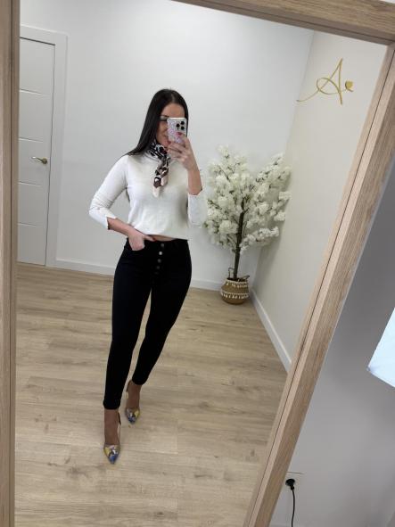 Jeans Laulia Skinny Negro Botones  [3]