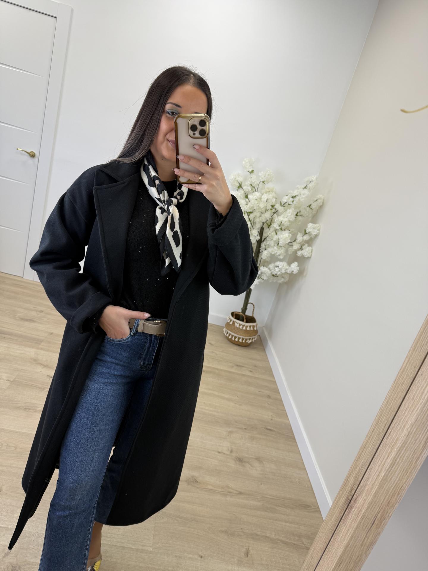 Abrigo Largo Negro Paño