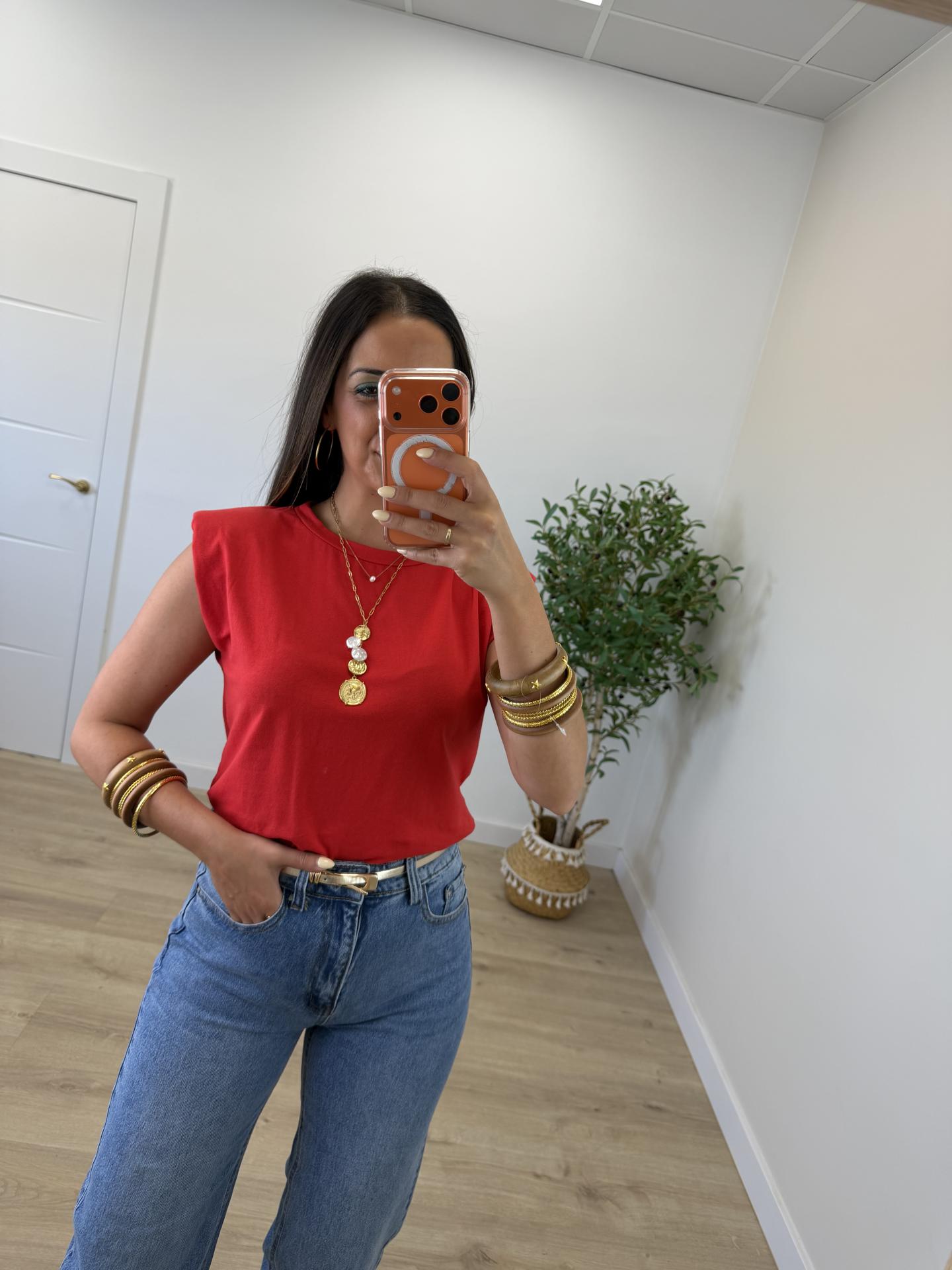 Camiseta Hombreras Roja