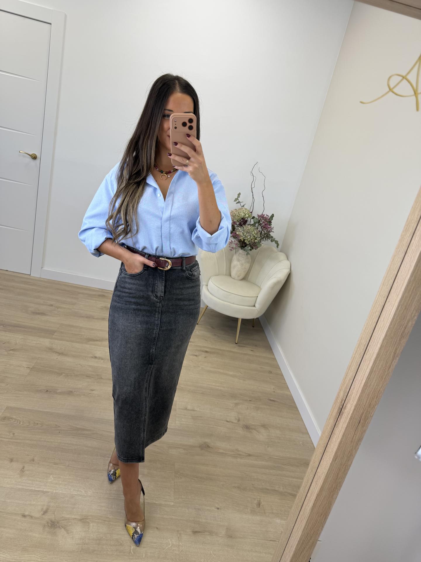 Falda Denim Gris
