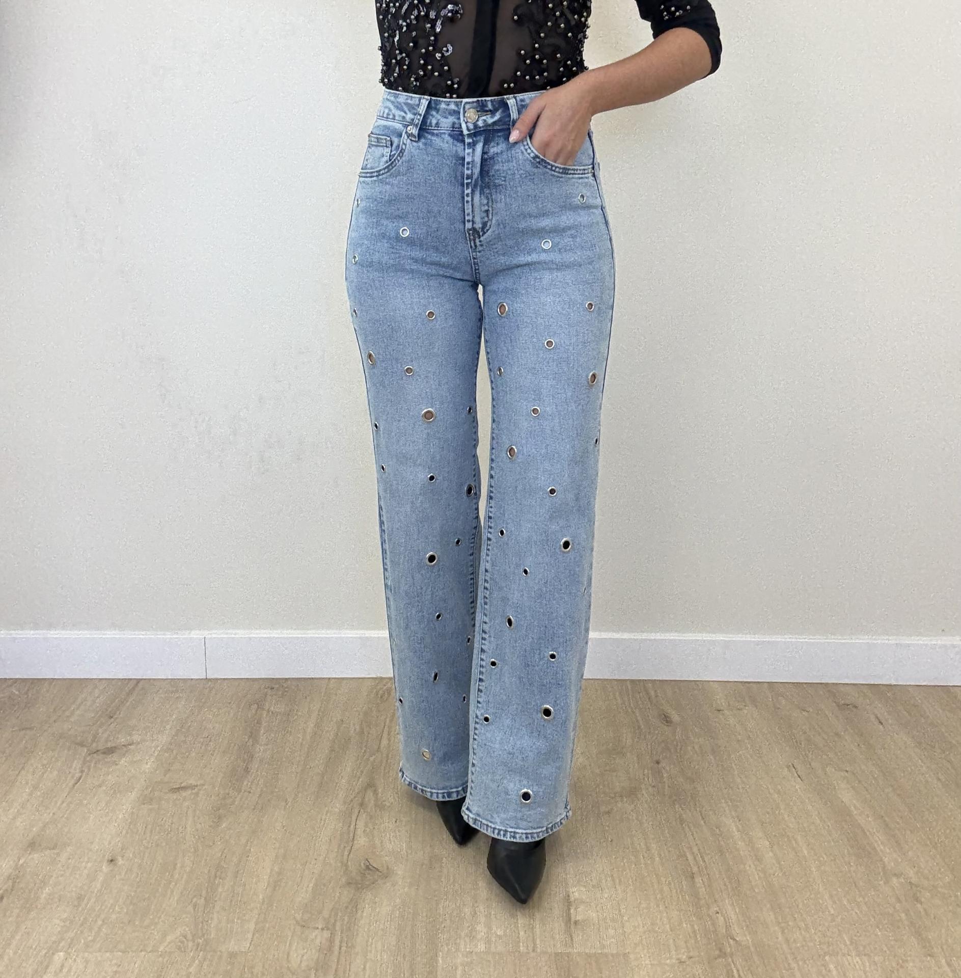 Jeans Tachas Recto Clarito