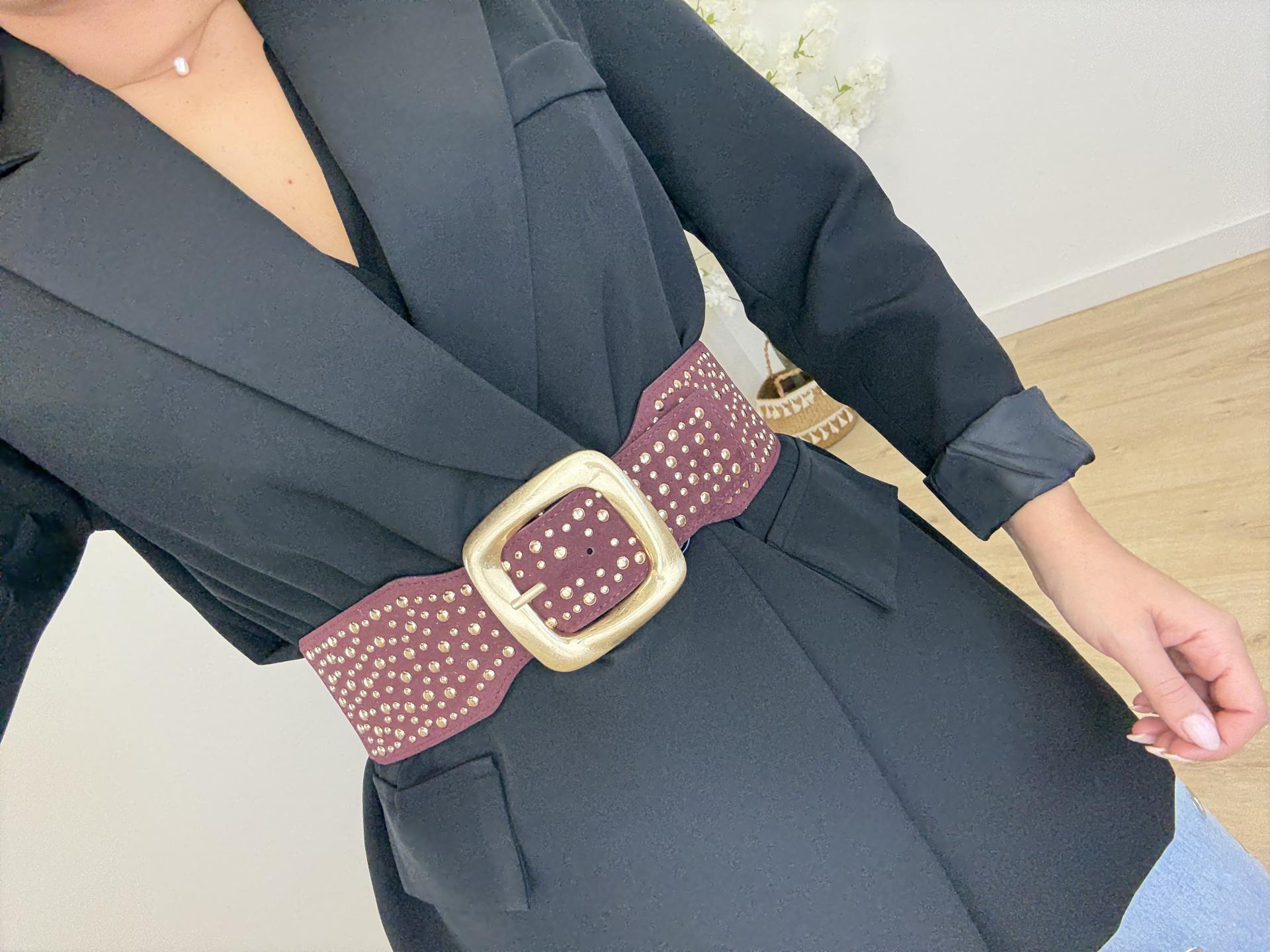 Cinturón Engomado Tachas Granate