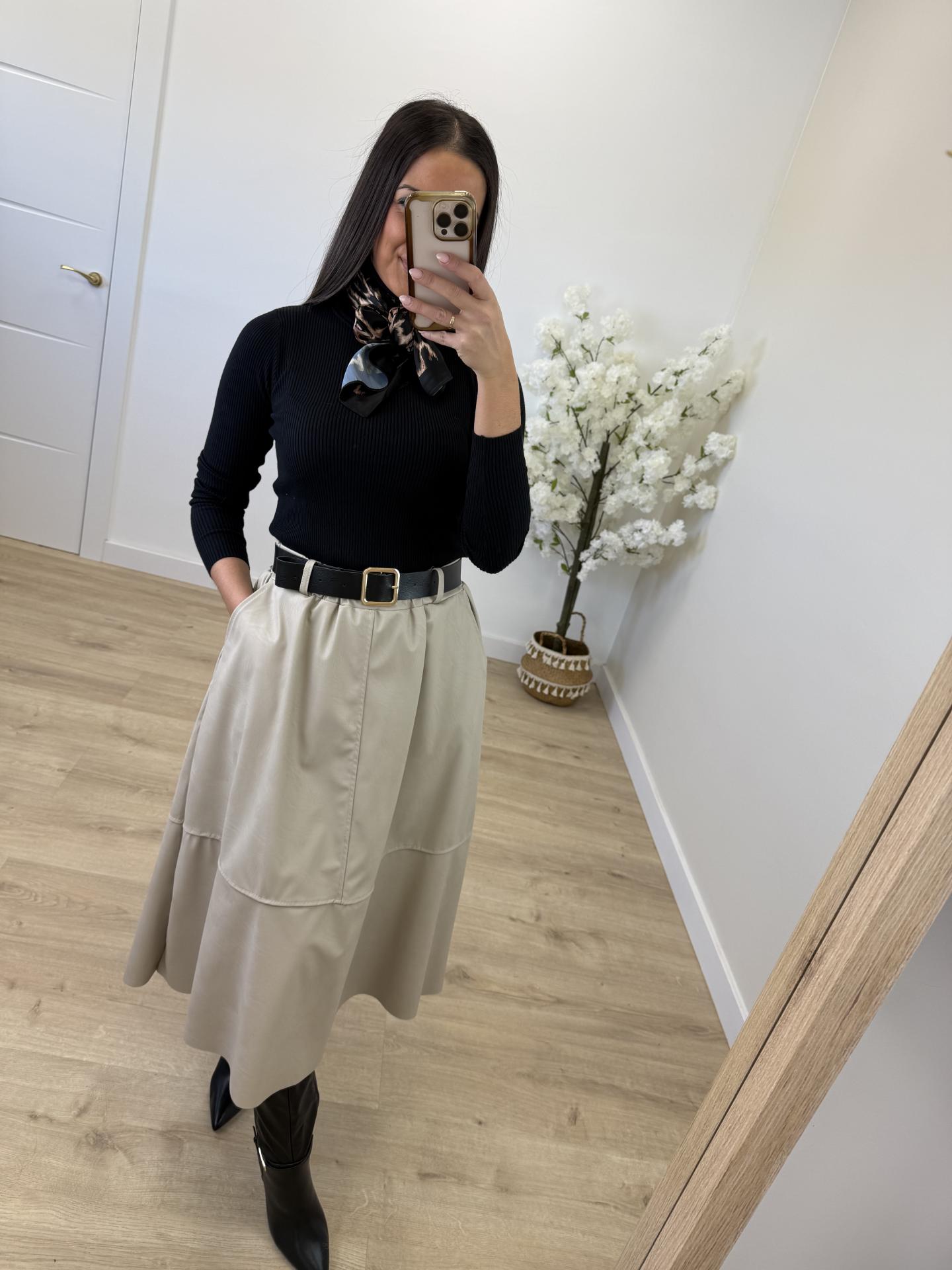 Falda Polipiel Beige