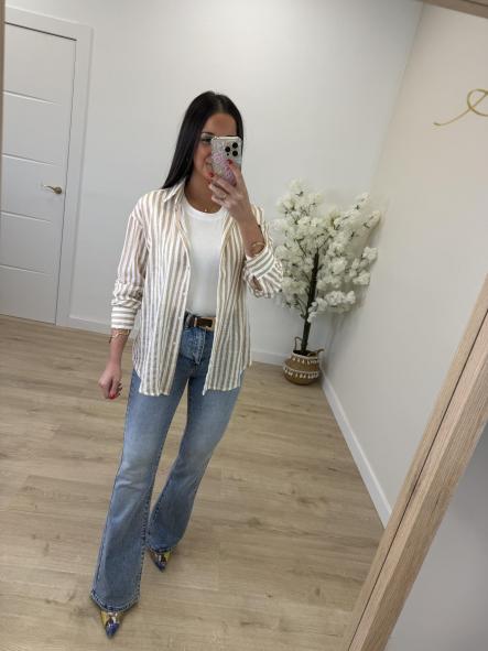 Camisa Rayitas Camel [1]