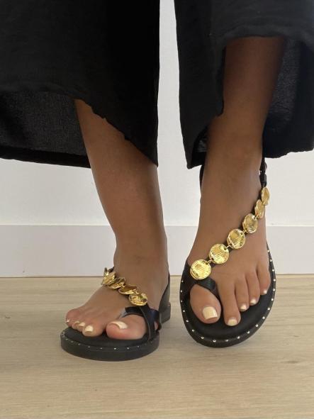 Sandalia Monedas Negra [0]