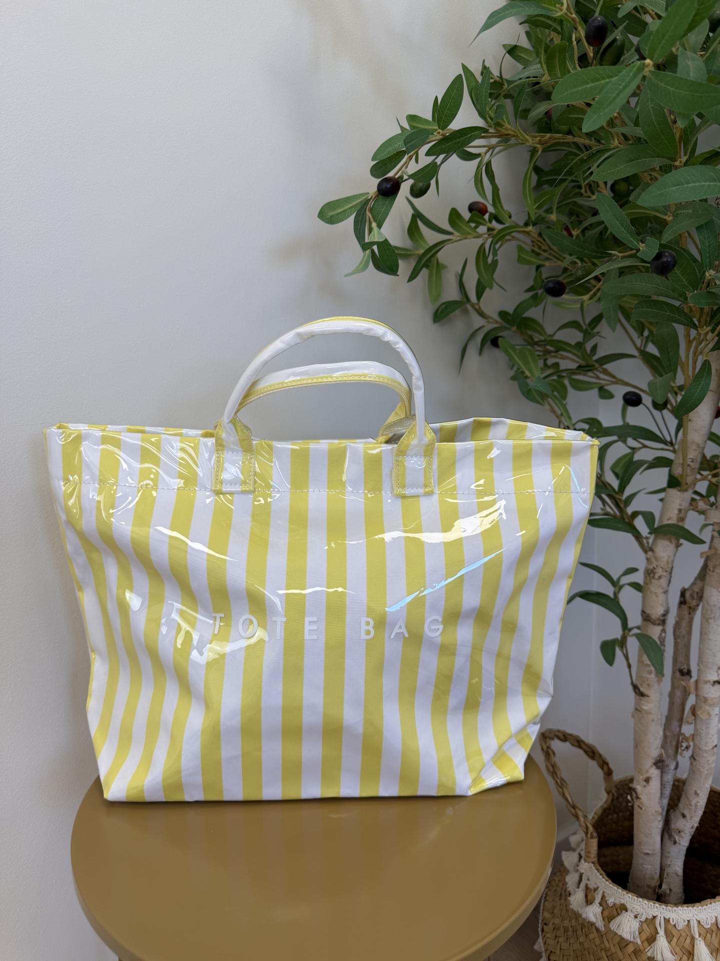 Bolso Tote Amarillo-Blanco