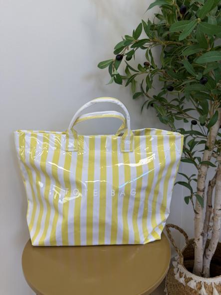 Bolso Tote Amarillo-Blanco